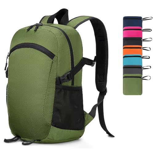 Lightweight Hiking Backpack 18L Packable Foldable Small Daypack Collapsible Travel Bag Water-Resistant for Women Men (Green) - color: Green, size: Small