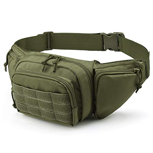 Tactical Fanny Pack Gun Holster for Men, Adjustable Waist Bag Zippered Pockets, Everyday Hip Pouch for Workout Travel Outdoor Running Hunting (Army Green) - color: Army Green