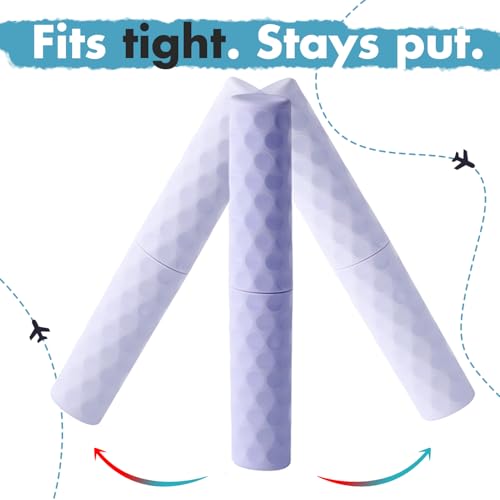 3Pcs Travel Toothbrush Case, Portable Travel Toothbrush Holder with Dot,Toothpaste Container for Family Trip, Camping, School, 8.1x2.5x2 / 8.1x1.4x0.9(Purple+Blue) - size: large size+small size