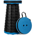 Upgraded Collapsible Stool, 18" Portable Folding Stool | Load Capacity 500lbs for Adults, Sturdy Telescopic Seat for Camping Fishing Hiking BBQ, Blue - color: Blue