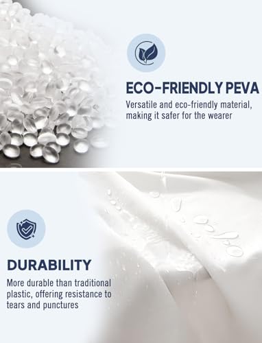 ANYOO 2-Pack Rain Ponchos for Adults Reusable Raincoats with Hooded and Drawstring Emergency for Men Women - color: White