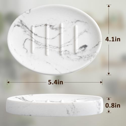 Resin Soap Dish Bathroom,Marble Look Soap Holder for Shower,Soap Tray for Kitchen Sink(Marble White) - color: Marble White, size: 1 Pack