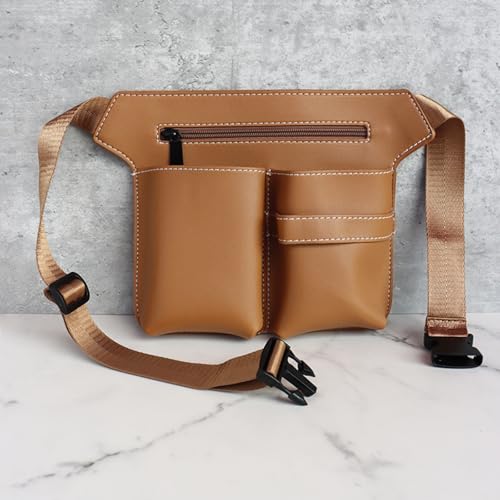 Scissor Bag,Barber PU Leather Waist Pouch,Professional Hairdressing Tools Storage Holster with Waist Belt,Hairstylist Waist Belt,Professional Hairdressing Tools Storage Holster - color: Yellow
