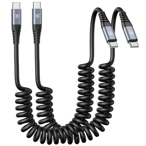 2Pack Coiled USB C to USB C Charger Cable for Car Type C Fast Charger Cable | for iPhone 17/16/15/Plus/Pro/Pro Max/MacBook Pro 2020/iPad Pro 2020/iPad Air 4/Samsung Galaxy S26 and More USB C Devices - color: Black, size: 3FT, style: USB C to USB C