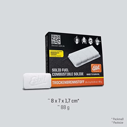 Esbit 1300-Degree Smokeless Solid Fuel Tablets for Hobby, Outdoor, and Emergency Use, 16 Pieces Each 5g - style: 16 Pieces Each 5g