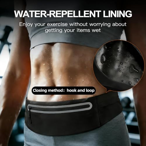 Slim Running Belt for Women Men,Phone Holder Waist Pack,Runners Fanny Pack - color: Black