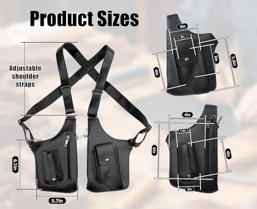 Double Shoulder Armpit Bag for Men | Anti-Theft PU Underarm Holster Bag, Portable Phone Holster for Travel Daily Commute - color: Olive Drab