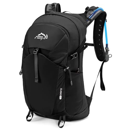 IX INOXTO Hiking Hydration Backpack with 2L/3L Water Bladder for Women and Men18L/25L Water Backpack for Hiking, Cycling, Climbing, Camping - style: Black-3L Water Bladder