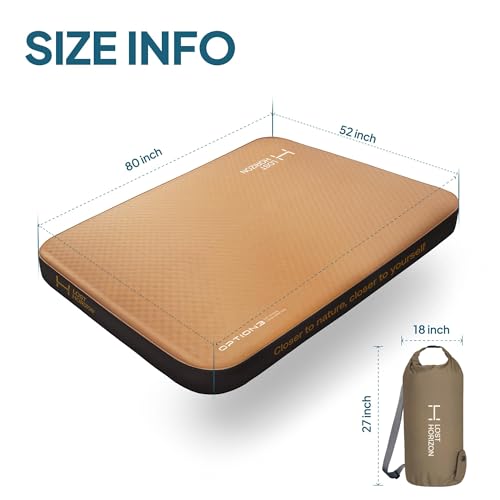 Lost Horizon Option3 Self-Inflating Foam Camping Mattress, Full, 4.5" - color: Brown, size: Full, style: Mattress Only