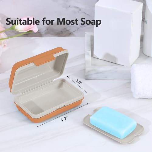 Quatish Leakproof Bar Soap Holder Dish with Lid for Shower, Portable 1 Pack Travel Soap Case Box for Gym, Camping, Hiking, Outdoor Use, Travel Size Toiletries Essentials, Keeps Soap Dry, Orange - color: Orange