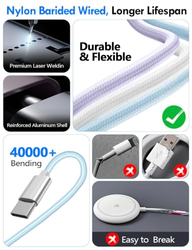 1Pack Travel Essentials for Apple Watch Charger,3-in-2 Multi Charging Cable | Cruise Vacation Camping Essentials for iPhone Charger,Type C/Lightning for iWatch,iPhone 17-12,Xbox Series X&S-5FT Blue - color: Blue, size: 1Pack-5 FT