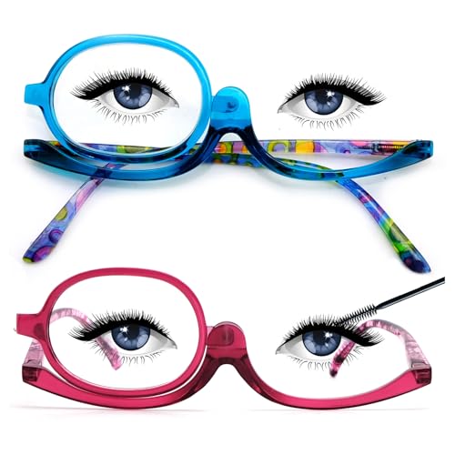 Sehnsucht 2 Pairs Eye Make Up Reading Glasses Womens Magnifying Cosmetic Readers Rotating Makeup Glasses for Women