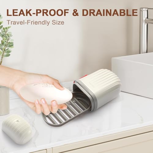 Leakproof & Waterproof Travel Soap Case with Lid - Portable Bar Soap Holder & Draining Container for Camping, Gym, Bathroom, Shower & Outdoor - Travel Essentials