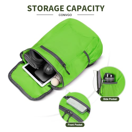Lightweight Foldable Backpack,Travel Hiking Daypack Packable Bag | Green,20L Folding Backpack for Outdoor, Cycling,Camping, for Men and Women - color: Green