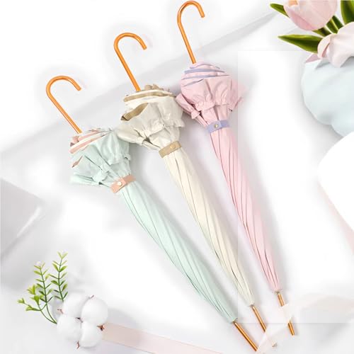 40.16inch Ruffled Princess Parasol with One-Touch Open - UPF50+ UV Blocking Sunshade, 8-Rib Fiber+Aluminum Frame, Lightproof Canopy for Women - color: blue1
