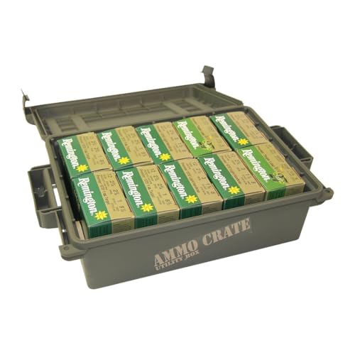 MTM ACR4-18 Ammo Crate Utility Box-Carry up to 65lbs of gear-Stackable design, double padlock for security - Water-resistant O-ring seal - Army Green