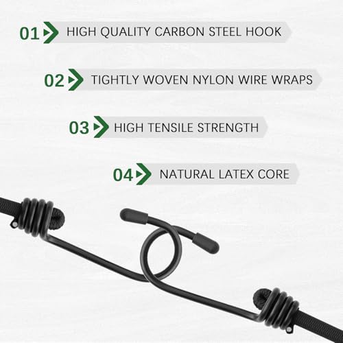 Bungee Cords with Hooks 6 Pack Bungee Cord Includes 36 inches for Bundling Items, Fixing Tarps, Tents, and Carrying Luggage - size: 36 in, style: 6MM