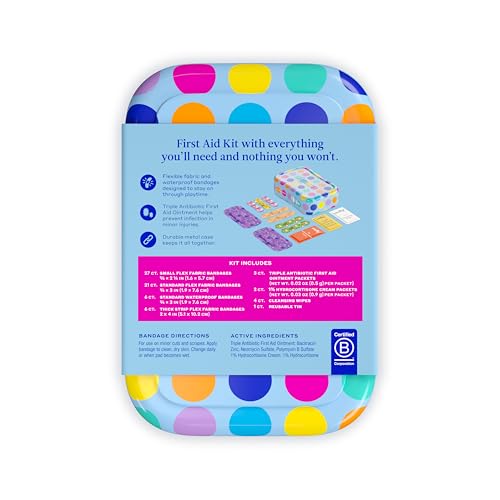 Welly First Aid Kit - Bravery Badges in Flexible Fabric and Waterproof, Singe Use Ointments Triple Antibiotic, Cleansing Wipes and Hydrocortisone - 70 Count