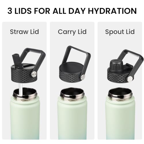 Konokyo 22 oz Insulated Stainless Steel Water Bottle with Straw Lid - color: Mint, size: 22 Ounces