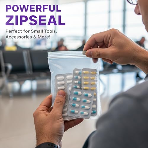 Heavy Duty Zip Seal Lock Bags, 4"x6" Extra Thick Storage Bags, 50 Pack | Small, Waterproof, Reusable Clear Poly Plastic Baggies, Resealable Zipper, for Tools, Parts, Hardware, Jewelry, Food & Snacks - size: 4"x6"