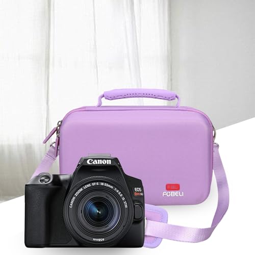 FBLFOBELI EVA Camera Case for Canon EOS Rebel T7/T8i/T5/R50/R100 | Hard EVA Shell, Shockproof & Water-Resistant, Custom Molded Interior, Detachable Shoulder Strap, Travel Storage Bag, Purple - color: Purple