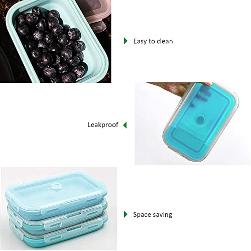 Alimat PluS 3 Pack 40.5oz Silicone Collapsible Storage Containers, Blue - color: 40.5oz, 3pcs, Blue