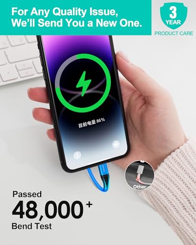 1.5ft Short USB C Cable,3 Pack Silicone 3A Fast Charging Type-C Cable - color: Blue, size: 1.6 Ft.
