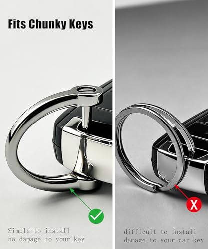 Metal Key Chain Carabiner Clip with Key Ring and D Ring | Heavy duty build, full accessory packs, quick release, multi purpose hook, belt loop holder, separate home and car fob sets - color: 2 Pcs Black+silver