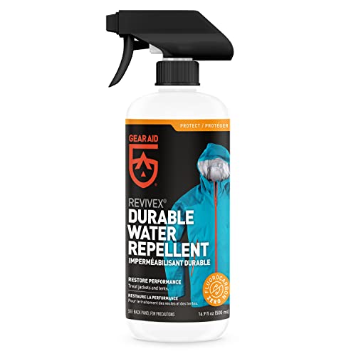 GEAR AID Revivex Durable Water Repellent (DWR) Spray for Waterproofing, Restoring Performance on Nylon Jackets, Gore-TEX, Paddle, Snow and Camping Gear, Various