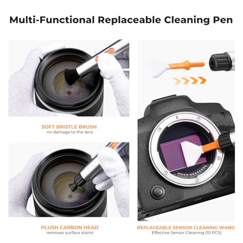 K&F CONCEPT 32-in-1 Pro Camera Cleaning Kit for Professional Photographers | Replaceable Lens Pen, Safe For Devices, Fast Dry Wipes Remove Oil And Streaks, Portable, Multi Tools, Storage Bag, MK05