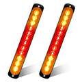 2pcs 12LED Amber and Red Led Light-Head Emergency Beacon Hazard Warning Light Flashing Strobe Light Bar Surface Mount for Construction Vehicle Car Truck Trailer Caravan 12-24V - color: Amber&Red