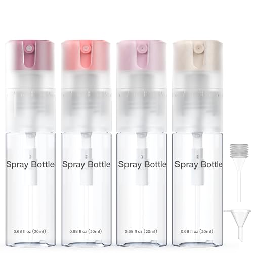 4 Pack Refillable Spray Bottle, Reversible Small Empty Spray Bottle with Fine Mist, Leak Proof - for Cleaning Solutions, Mosquito prevention, Face & Hair Mist - 4pk 0.68 OZ / 20 ML - color: Terracotta, size: 0.7 Ounces
