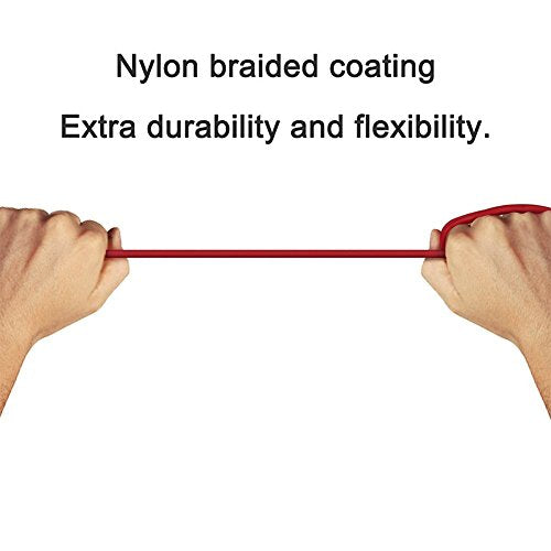 RoFI Compatible Phone Cable, [2Pack] 6FT Nylon Braided Fast Charging USB Cord Replcement for Phone X 8 8 Plus 7 7 Plus 6s 6s Plus 6 6 Plus 5 5S 5C SE Pad Air Mini and More (2 Pack Red, 6 FT) - color: 2 Pack Red, size: 6 FT