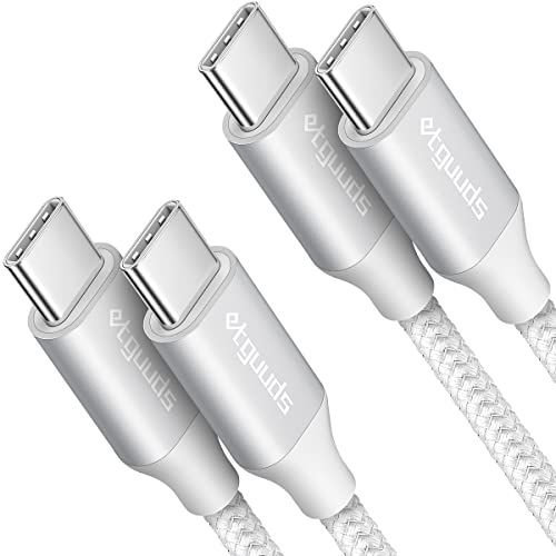 etguuds USB C to USB C Cable 3ft, 2-Pack 60W C to C Cable Fast Charging | for iPhone 17 16 15 Pro Max Plus Air, Samsung Galaxy S26 S25 S24 S23, USBC iPad MacBook Charger Cord Type C, Pixel, White - color: White, size: 3ft