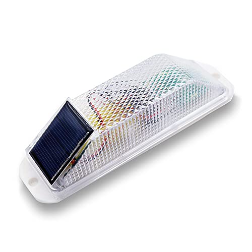 Aolyty Solar Strobe Warning Lights, Flashing White Caution LED Beacon | IP54 Waterproof Safety Light Auto On Off for Barricades, Construction Sites, Road Signs, Traffic - color: White