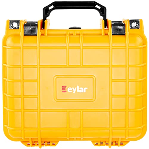 Eylar Small 10.62" Deep Gear, Equipment, Hard Camera Case Waterproof with Foam TSA Standards (Yellow) - color: Yellow