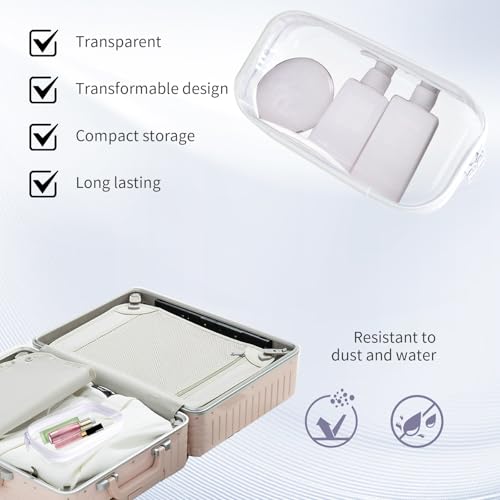 18 Pcs Clear Hard Shell Zipper Case Transparent PVC Zipper Pouches Hard Plastic Makeup Bags Portable Snakes Storage Box for Home Travel Essentials Cosmetic(8.2 x 4.3 x 2 inch)