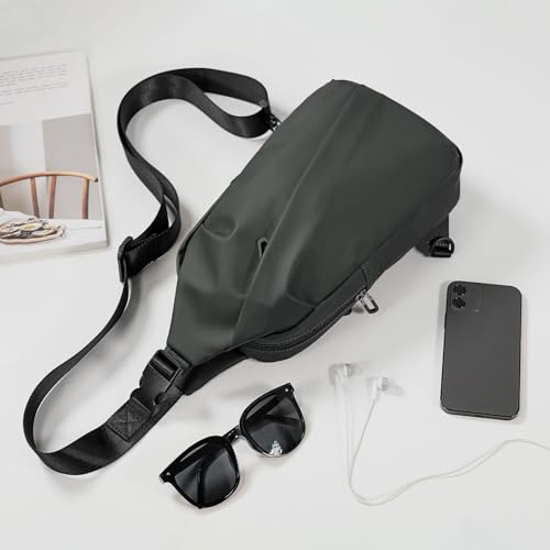 DTGN Small Sling Bag Waterproof Crossbody Chest Bags Lightweight Dark Grey | Daypack, for 7.9" Tablet, for Men Women - color: Dark Grey