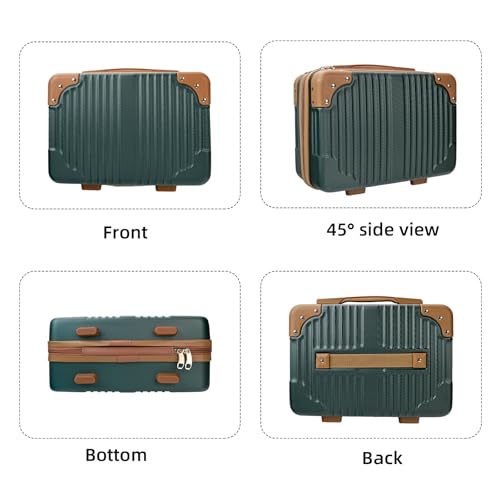 14inch Hard Shell Cosmetic Organizer Travel Train Hand Luggage Small Portable Carrying Suitcase Makeup Case Bag for Women Toiletry - color: BLUE/GOLD