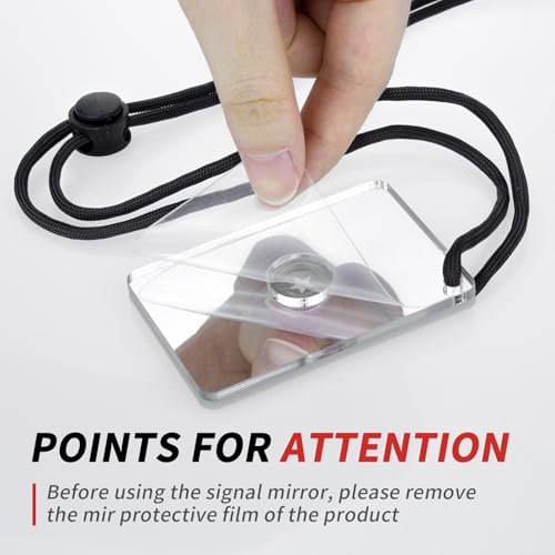 Signal Mirror Survival Reflective Mirror, Limcox Survival Reflective Mirror Lanyard Compass Whistle Outdoor Emergency Rescue Reflective Signal Star Flash Tool PFD Rescue Mirror