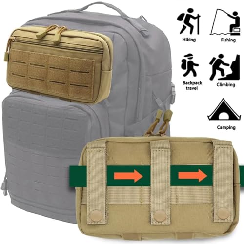 Tactical Molle Pouch, Multi-Purpose EDC Admin Pouch Utility Gadget Gear Backpack Military Waist Bag for Outdoor, Hunting, Traveling, Hiking - color: Tan