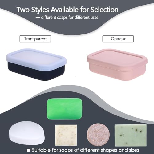 Large Travel Soap Container Leak Proof, Silicone Shampoo Bar Holder | Soap Case with Draining Layer, Slip-Resistant Portable Bar Soap Holder for Shower, Bathroom, Gym, Camping(Translucent Black) - color: Rectangular Translucent Black