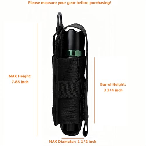 Tactical Flashlight Holster MOLLE Torch Holder MK4 OC/Mace Pepper Spray Canister Carrier EDC Flash Light Pouch Multitool Case with Strap&Snap Clip for Duty/Combat Belt Backpack Vest Chest Rig - color: Black
