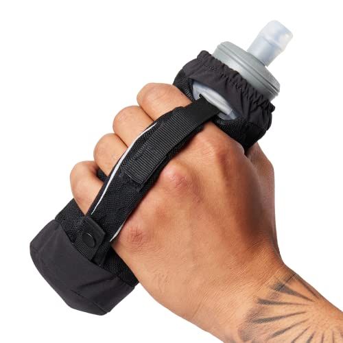 Nathan ExoDraw & ExoShot 2.0 Flask, Handheld Water Bottle for Marathons, Hiking, Ultra Running and Outdoor Activity - color: Black/Ribbon Red, size: 14 Ounces