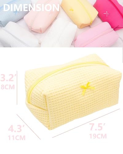 Cozy Makeup Bag for Women,Zipper Cosmetic Pouch,Waffle Yellow,2 Pack - color: Waffle Yellow