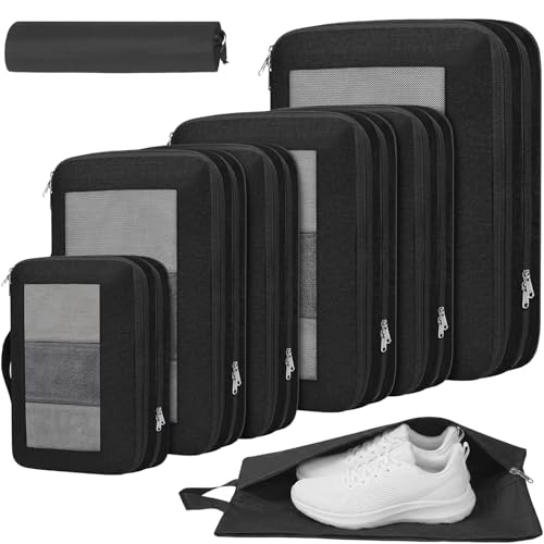 Compression Packing Cubes for Travel, Lightweight Vacation Travel Essentials, Travel Accessories for Suitcase Organizer Bags Set, Durable Luggage Organizer
