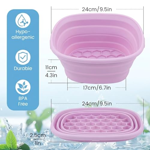 Face Bowl for Ice - Ice Face Plunge Bowl Collapsible, Silicone Facial Tub for Cold Water Therapy, Large Portable Ice Bath Basin for Skin Tightening, Puffiness Relief, Dunking and Rejuvenation (pink) - size: pink