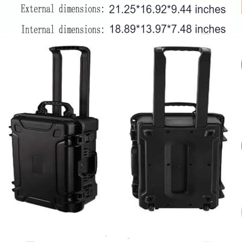21" L x 16" W x 10" H Large Hard Case with Foam, Portable Rolling Hard Case with Wheels, Waterproof Shockproof Dustproof, Suitable for Cameras, Lenses, Camcorder, Instrument, Telescopes - size: 21 Inch