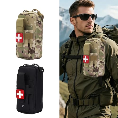 Tactical MOLLE Pouch, Portable Mini First Aid Kit Bag Empty, EMT First Aid Pouch IFAK Trauma Kit Everyday Carry Survival Bag, Waist-Hanging Storage Bag for Camping and Hiking - color: Camouflage
