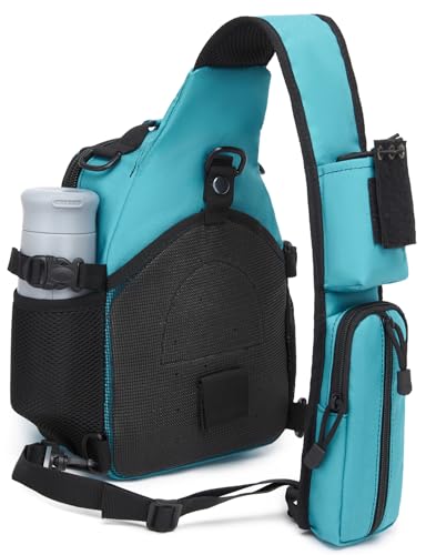 Small Tactical Holster Sling Backpack Accessories Shoulder Pouch Water Bottle & Radio Holder Crossbody Bag for Men - color: Light Blue